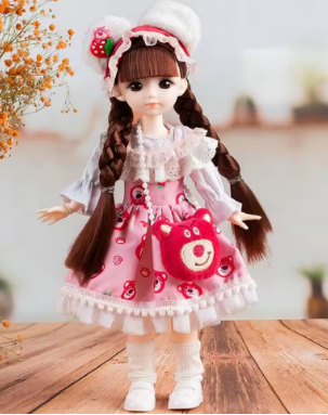 BJD Dolls For Girls 30 CM Anime Hinged Doll with Clothes Blonde Brown Eye Articulated Toys for Children Spherical Joint Playsets