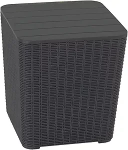 Outdoor Rattan Coffee Table | 11.5-Gallon Storage Capacity | Weather-Resistant PE Wicker | Modern Design for Patio, Garden, Balcony, Poolside | Easy Assembly, Black