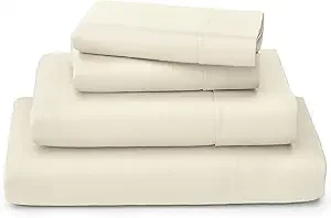 Cosy House Collection Luxury Bamboo Sheets - Blend of Rayon Derived from Bamboo - Cooling & Breathable, Silky Soft, 16-Inch Deep Pockets - 4-Piece Bedding Set - Full, Cream