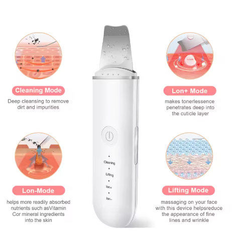Ultrasonic Skin Scrubber Vibration Face Spatula Blackhead Remover Shovel Clean Cavitation Peeling Facial Lifting Skin Care Tools