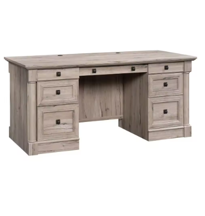 Palladia Executive Desk, L: 65.12" x W: 29.53" x H: 29.61", Split Oak finish