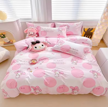Kawaii Cinnamoroll Duvet Cover Pillowcase Bedding Set Cute Beauty Cartoon Animation Home Dormitory Room Decoration Girl Gift