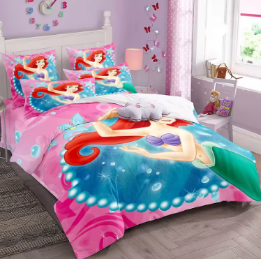 Mermaid Princess Bedding Set,The Little Mermaid Bedding Set,Disney Ariel Princess Duvet Cover for Boy Girl Bedroom Decoration