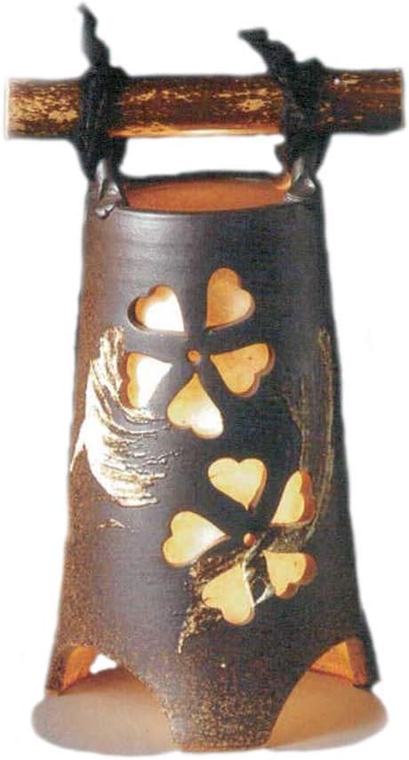 Shigaraki Ware Sakura (Indoor Lighting) Object, 約径16.5×高29.0cm, Dark Brown, etc