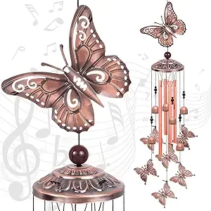 Solawindchime Outdoor Butterfly Wind Chimes, Butterfly Memorial Wind Chimes, Gift Wind Chime, Butterfly Wind Bell, Gifts for Women, for Home, Garden, Indoor, Outdoor Decoration, Garden Wind Chime
