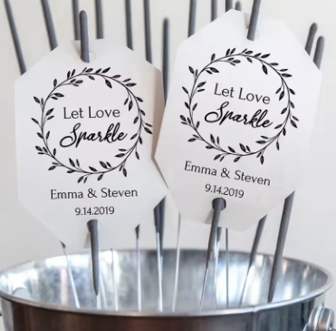 100PCS Glow/Sparkler Stick Tags Personalised Wedding Firework Tags Let Love Sparkle