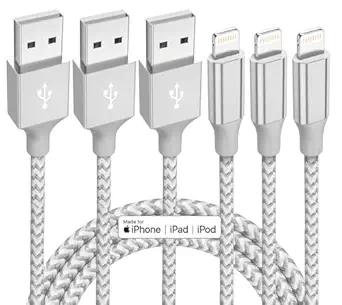 iPhone Charger 3 Pack 10 ft Apple MFi Certified Lightning Nylon Braided Cable Fast Charging Cord Compatible with iPhone 13 12 11 Pro Max XR XS X 8 7 6 Plus SE iPad and More