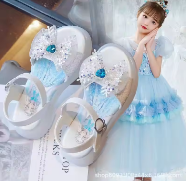 Princess Girls Sandals Summer Children Beach Shoes Girls Open-toed Sandals Soft PU Leather Flat Kids Sandals For Girl