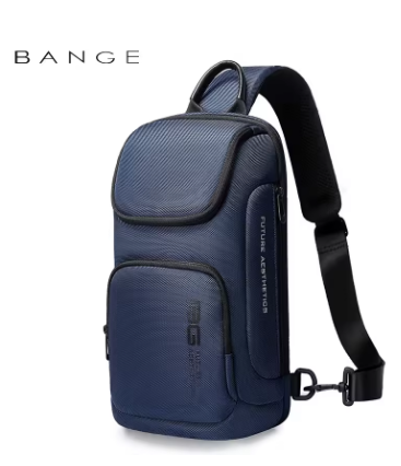 BANGE Large Capacity Men's Messenger Bag Ultralight and Portable Multi Pocket Waterproof Backpack Travel Chest Bag for 9.7" iPad
