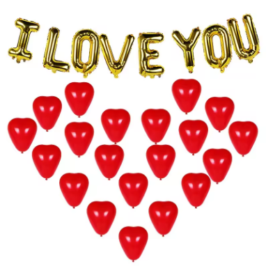 I Love You Letter Balloons Set Red Heart Balloon for Proposal Valentine's Day Decoration Marry Me Wedding Anniversary party gift