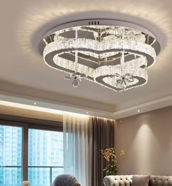 Chandeliers For Living Room Modern Led Heart Shaped Crystal Bedroom Ceiling Light Dining Room New Ceiling Lamp Light Fixture